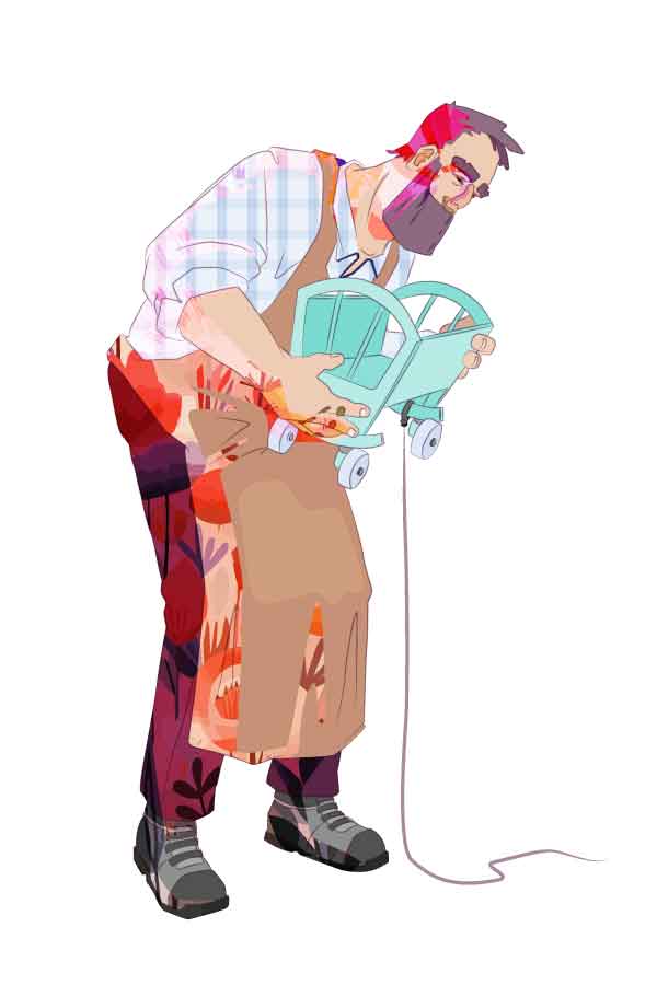 houtbewerker werkt in atelier op erfgoedsite in Gent